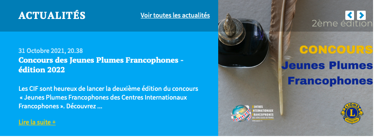 Concours Jeunes plumes francophones 2022