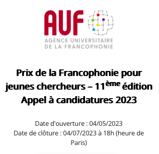 Prix de la Francophonie pour les jeunes chercheurs 2023